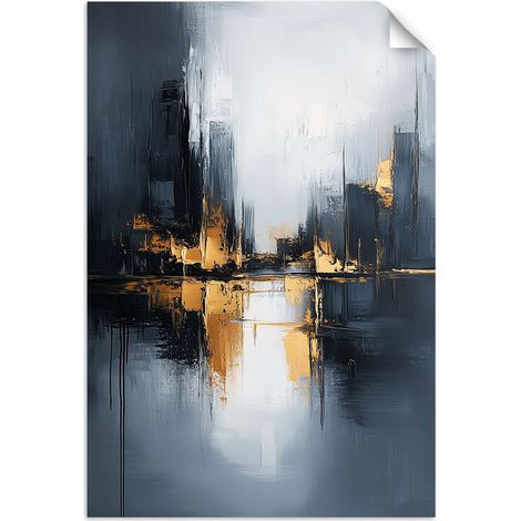 Selbstklebendes Poster – Wandsticker Abstraktes Gold Grau und Schwarz 20x30 cm (1/3)