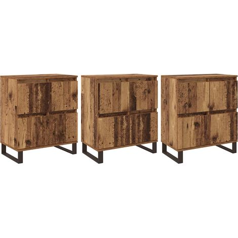 3 pcs Buffet,Bahut,Meuble de Rangements Bois ancien 180 x 35 x 70 cm Bois d'ingénierie CFW60073 (1/5)