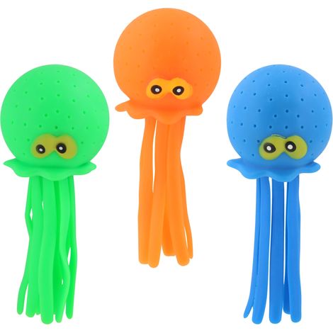 Squishy Squids Lumineux Vert Bleu Orange Jeu d'Eau Intérieur Extérieur Enfants dès 3 Ans, Mixte, Lot de 3 (1/5)
