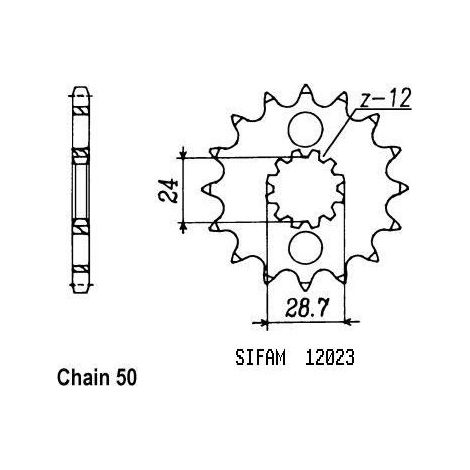 Pignon de sortie de boite Sifam pour Moto Kawasaki 1200 Zx-12 R