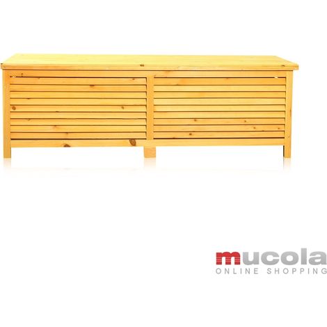 Melko – Coffre de jardin en bois épicéa 140 x 52 x 46 cm – Étanche à la pluie – Charnières en acier inoxydable – Rangement pour outils (1/5)