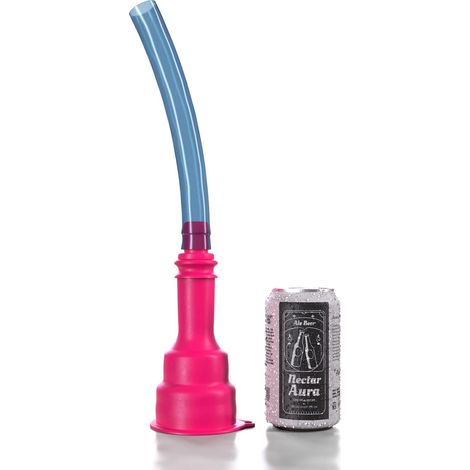 Embudo para cerveza y alcohol 2 en 1, tapón para latas de cerveza, color rosa, ideal para fiestas. (1/3)