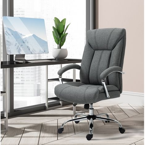 Silla de oficina ergonómica con función balancín, altura regulable, reposacabezas, gris DESVIAE (1/5)