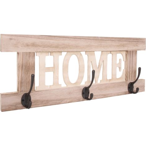 Wandgarderobe HHG-990 Home, Garderobe Garderobenpaneel, Shabby-Look Vintage 55x21cm naturbraun