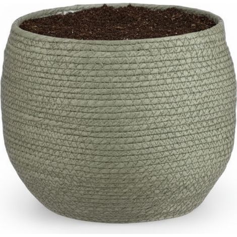 Panier Cache-pot en Fibres Naturelles Tressées Vert Sauge pour Plantes Intérieur D26 cm - PANGIVO (1/5)
