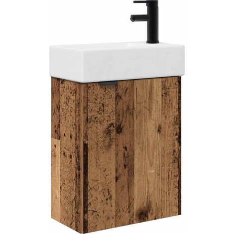 Bathroom Vanity Unit with Tap Old Wood 45.5 x 22.5 x 84 cm vidaXL (1/5)