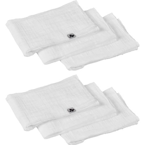 Lot de 6 serviettes 40 x 40 cm en double gaze de coton blanc - PEPA (1/5)