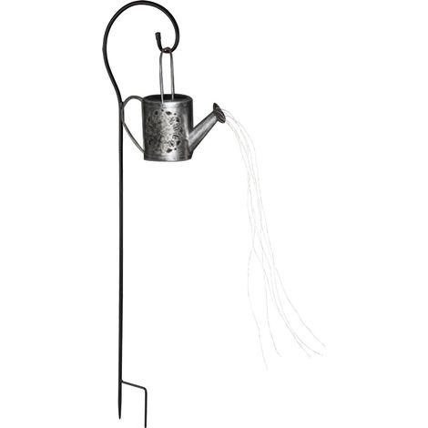 Lampada solare con presa per annaffiatoio, lampada da giardino per esterni in annaffiatoio, design, lampada da presa, argento, 24 LED bianco caldo, H 94 cm, giardino, balcone, vialetti, prato