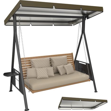 1-Pack Housse De Remplacement pour Balancelle, 5.2x3.6x0.5 Pouce 600D Oxford Épais Housse De Balancelle Tissu Imperméable pour Jardin Extérieur/Cour/Parc/Véranda/Terrasse [Brown] (1/5)