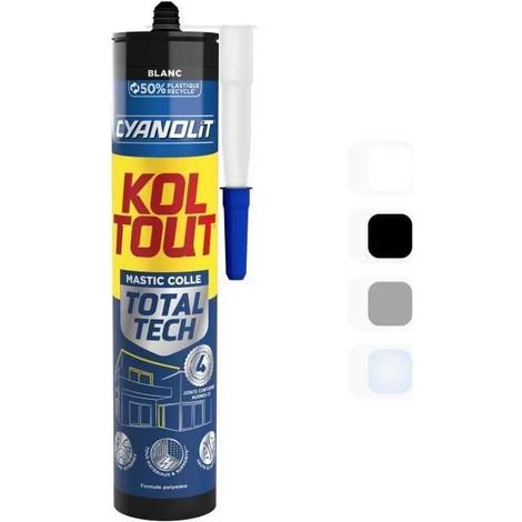 Colle de fixation et d'étanchéité - CYANOLIT - Total tech - Blanc - Cartouche 290 ml - Multi-matériaux - Étanche et flexibl