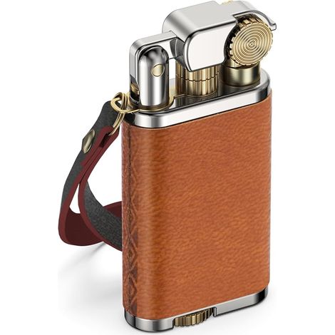 Small Petrol Lighter with Leather Coating - Petrol Not Included (1/5)