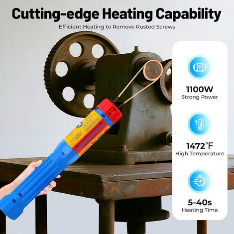 Chauffage à induction 1100 W 220 V magnétique sans flamme avec 6 bobines rigides, 2 bobines flexibles, libération de 5 à 40 s, max 800 °C, protection contre la surtempérature, dévissage pour boulons (1/5)