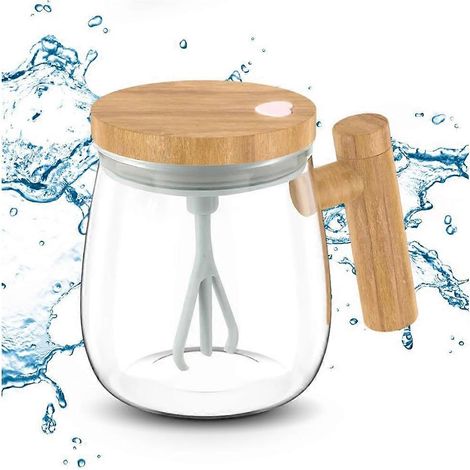 Tasse de mixeur électrique haute vitesse améliorée, tasse à café auto-mélangeuse de 400 ml (13,5 oz), en verre étanche. (1/5)