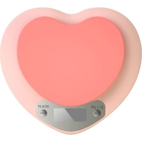Kitchen scale with LCD screen, tare function, 5 kg capacity, precise 1 g graduations - Food scale for baking (pink) - AquaForge (1/5)
