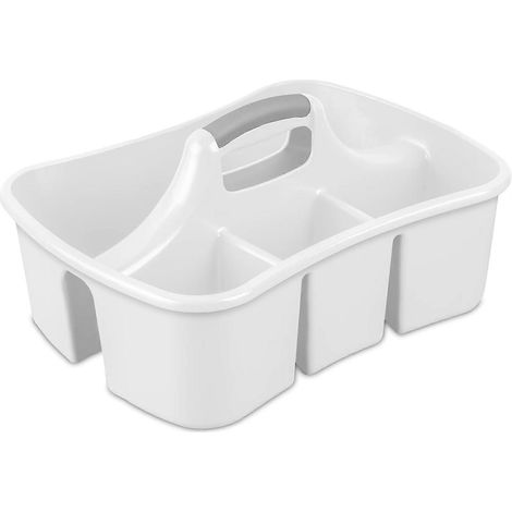 Panier de rangement en plastique blanc léger et portable facile à transporter solution pratique pour organisation optimale (1/4)