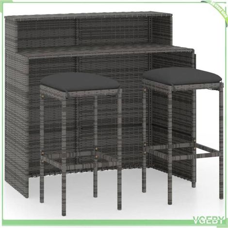 Ensemble de bar de jardin - FAFEICY - 3064874 - Gris - Résine tressée & cadre acier - Coussins amovibles zippés (1/5)