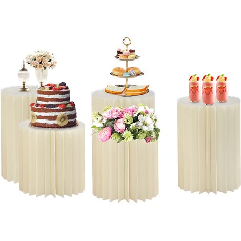 5 Stück faltbare Papier-Säulenständer, runde zylindrische Hochzeitsblumenständer, Papier-Säulenständer für Hochzeitsdessertblumen (1/5)