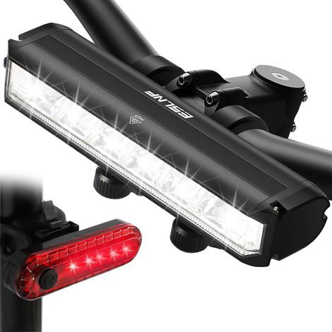 Feu de vélo avant et arrière ultra lumineux rechargeable USB, mode jour et nuit pour VTT et vélo de route, adulte et enfant (1/3)