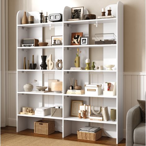 Bibliothèque 160 cm H, étagère ouverte 5 niveaux, grande capacité, structure stable, pour salon, bureau, bois blanc (1/5)