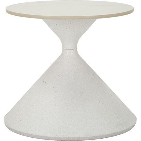 Table d'Appoint Effet Marbre "Alba" 45cm Blanc