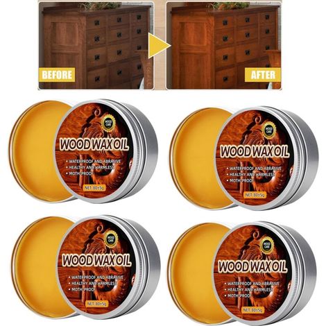 Lot de 4 Cires Bois Naturelles – Huile Nourrissante, Protection et Hydratation pour Bois Massif et Objets (1/5)