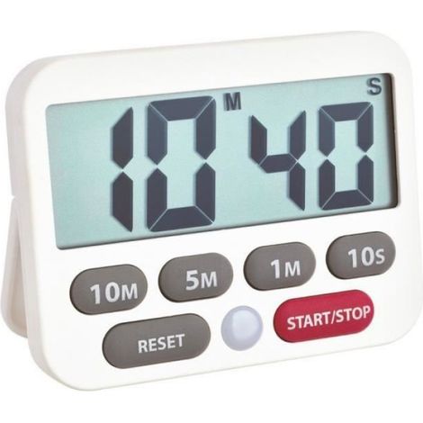 Minuteur Numérique - Chronomètre Digital - Avec Aimant Support Et Anneau De Suspension - 99 Min 50 Sec - Blanc - 9 x 2 x 9 Cm