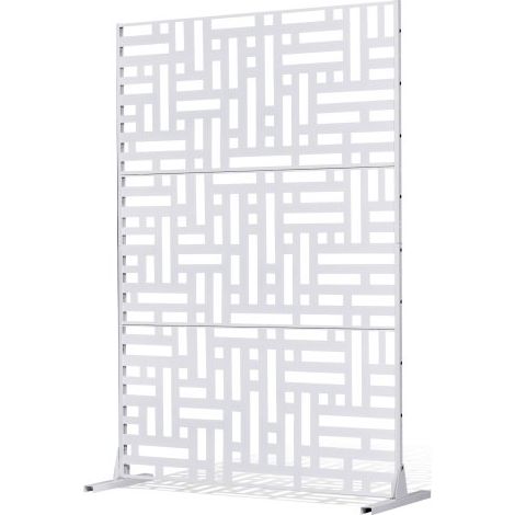 Mampara de Privacidad de Metal de 120 x 50,8 x 193 cm con Soporte, Mamparas y Paneles de Privacidad Independiente para Exteriores de 3 Paneles para Jardín, Balcón, Patio, Habitación, Blanco (1/5)