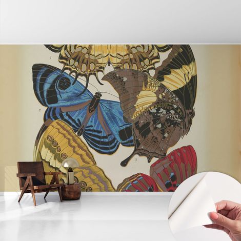 Papier peint adhésif autocollant pour salon chambre à coucher peint imprimé pour mur Inspiration papillons 416x254 cm (1/5)
