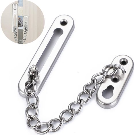 Chaîne de sécurité avec verrou, verrou de porte coulissante antivol à bouton-poussoir en acier inoxydable 304, sans perforation, pour chambre d'hôtel