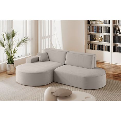 Ecksofa Schlafsofa Sofa VENEDIG Stoff Salvador Hellgrau Ottomane Links (1/5)
