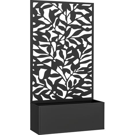 Fioriera con Spallier 61x23x113 cma per Rampicanti Montaggio a Parete o a Terra in Acciaio Nero (1/5)