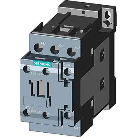 Siemens Contacteur, AC-3e, 25 A/11 kW/400V, 3 pôles, DC 24V, 2NO+2NC, Raccordement à vis, 3RT20261BB443MA0