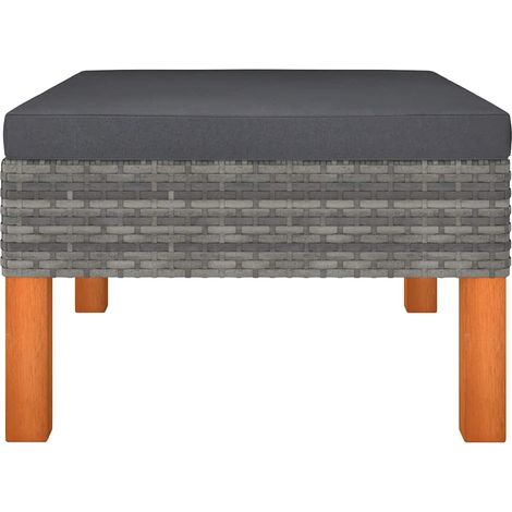 Maison Exclusive - Fußbank Poly Rattan und Eukalyptus Massivholz