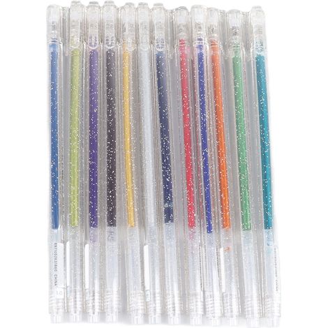 Lot de 12 stylos gel métalliques changeant de couleur, imperméables, avec paillettes, pour dessin, gribouillage et scrapbooking. (1/5)