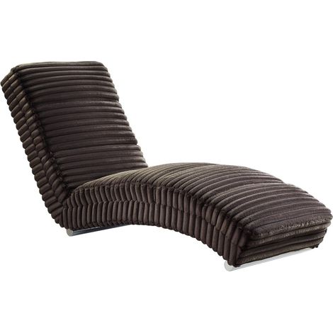 Méridienne Chaise Longue de Relaxation en Velours Côtelé Peluche Noir pour Salon - PANGIVO (1/5)