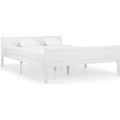 Lit double,Lit adulte,Cadre de lit Bois de pin massif Blanc 120x200 cm236636 (1/5)