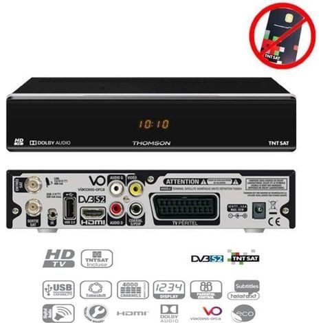 THOMSON THS 804 DÉCODEUR SATELLITE TNTSAT HD (VENDU SANS CARTE TNTSAT, SUR ASTRA 19.2°) (1/4)