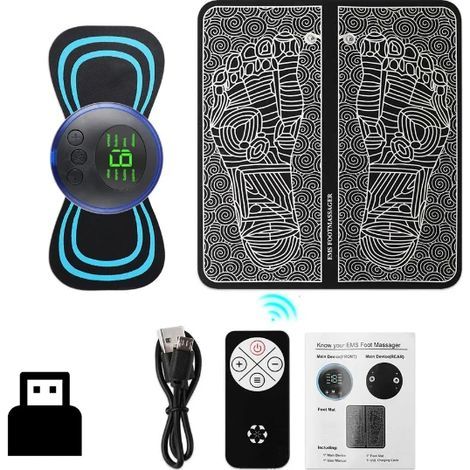 Appareil de massage électrique des pieds EMS, plaque de stimulation musculaire, 8 modes, 19 niveaux d'intensité, léger et pliable, réduit la pression sur les pieds 04868-AquaForge (1/5)