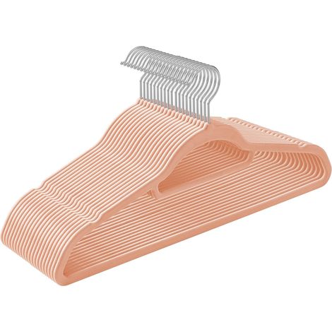 Cintre en Velours, Lot de 20, Antiglisse, Barre à Cravate, Crochet Pivotant 360°, Épaisseur 0,6 cm, Longueur 43,5 cm, pour Manteau, Robe, Pantalon, Rose Clair et Argent CRF20PK (1/5)