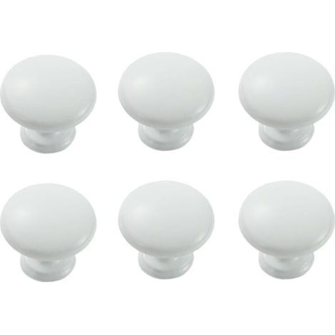 Poignées de tiroir rondes en aluminium, poignées de meubles modernes et minimalistes pour placards de cuisine, commodes et armoires, blanches, lot de 6