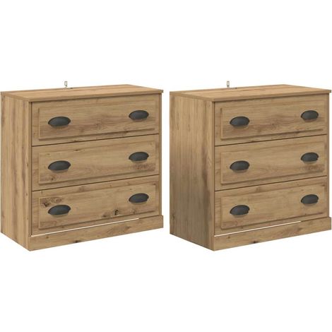 Sideboards with Drawer 2 pcs Artisan Oak 70 x 35.5 x 67.5 cm vidaXL