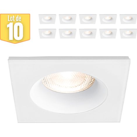 Lot de 10 Fixations spots BRAYTRON Tetra-D, carré, blanc, fixe, longueur et largeur 89mm, aluminium (1/4)
