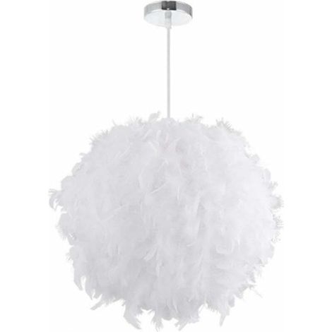 Lustre suspension en plumes, E27, 40 W, blanc, 30 cm – DELKEVIC (1/5)