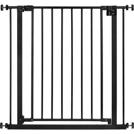 WOLTU Gate for Babies, Extra Wide Safety Baby Gate 76cm Tall, Flexible Safety Gate for Indoor/Outdoor/Stairs/Doorways/Hallways, Dual Locking, Black,75-87cm
