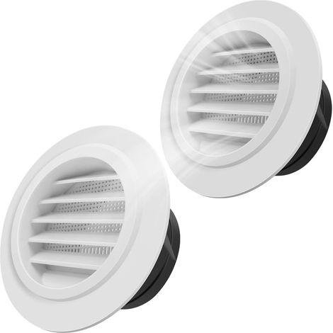 2 Pièces Grille de Ventilation Ronde 100mm, Grille d'échappement ABS, Grilles Aeration Reglable, pour Intérieur et Extérieur Entrées et Sorties d'air Murales et de Plafond (1/5)