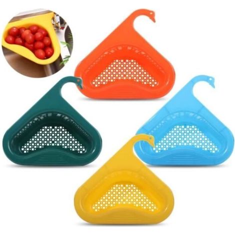 Passoire pour évier - Lot de 4 - Polypropylène - Empilable - 24,5 x 22 x 7 cm - Différentes couleurs (1/4)