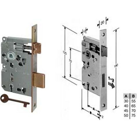 2PZ SERRATURA BUSSOLA RIDOTTA INFILARE BORDO QUADRO BRONZATO mm45 bordo