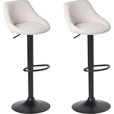 Set di 2 sgabelli da bar girevoli in tessuto contemporaneo Seduta imbottita Gamba regolabile verniciata a polvere nera Grigio chiaro Medulin (1/5)