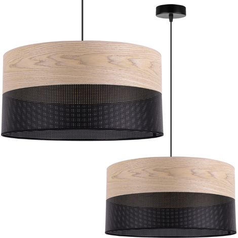 LAMPADA A SOSPENSIONE SINGOLA CLASSICA PARALUME IN LEGNO IMPIALLACCIATO DI ROVERE 44 CM