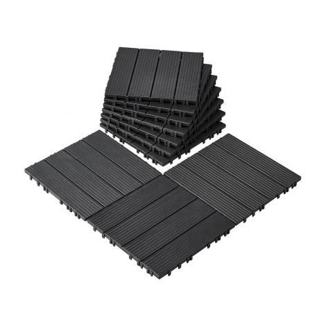 Azulejos Entrelazados para Terraza, de Plástico, Resistentes al Agua, para Uso en Exteriores, para Todo Tipo de Climas, para Porches, Piscinas, Balcones, Gris Oscuro, 300 x 300 x 20 mm, 10 uds (1/5)